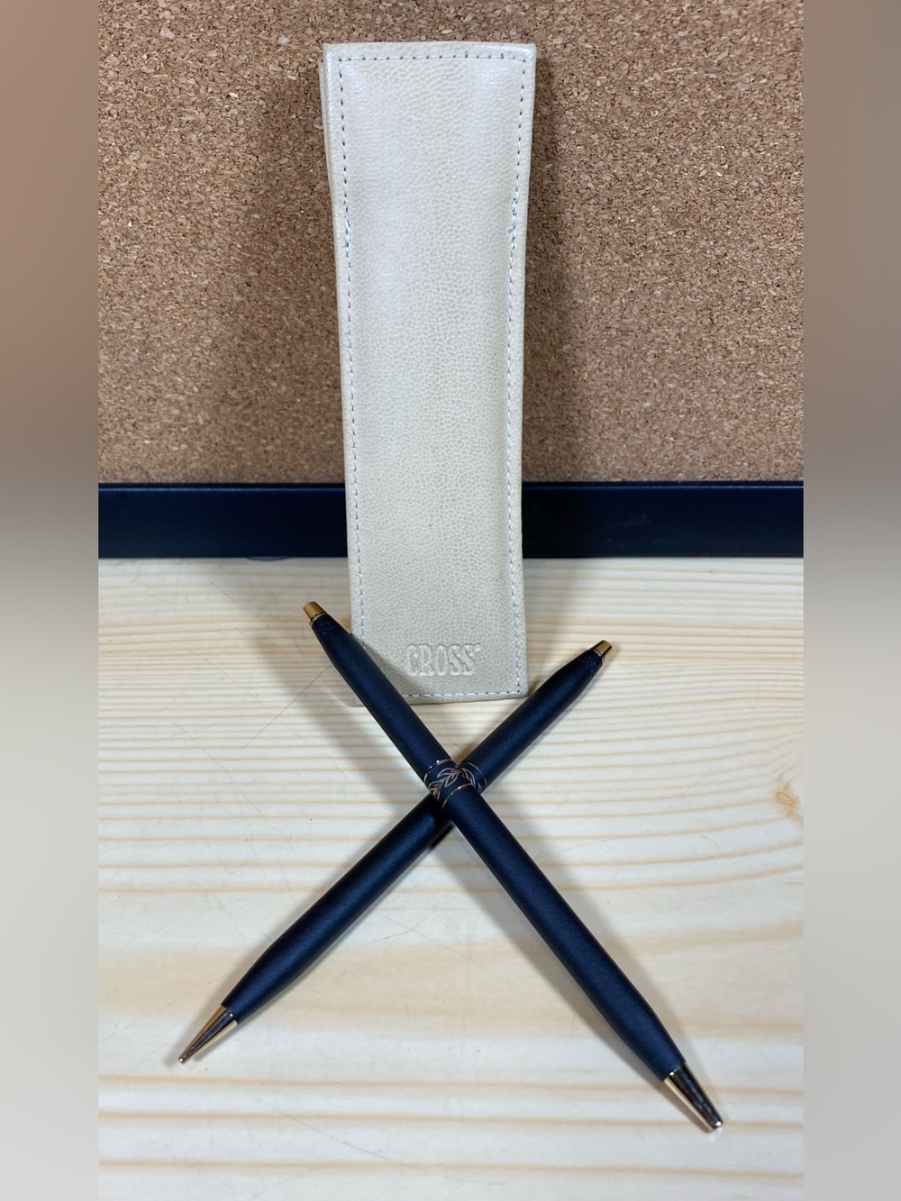 Cross Pen Mechanical Pencil Set Women’s Vtg Pouche USA Rare 2-Piece Matte Navy